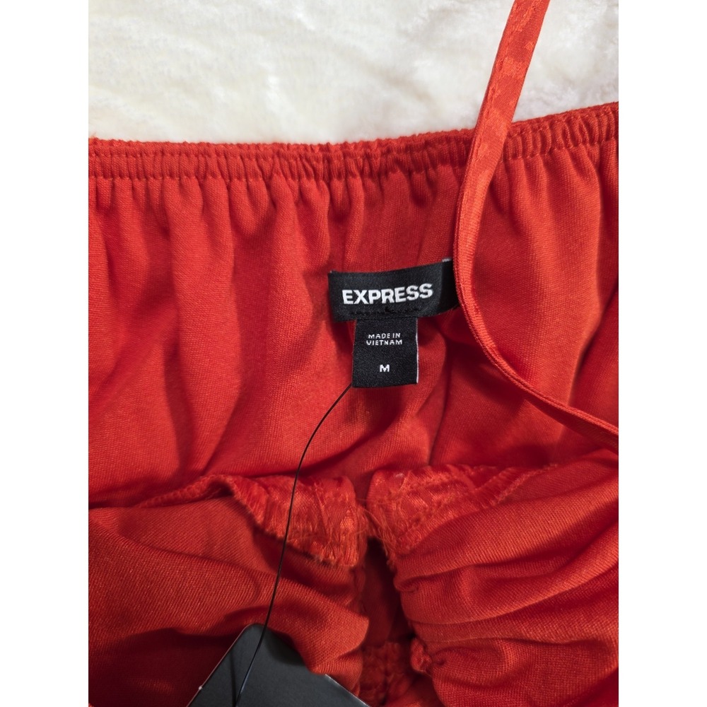 NWT Express Red Orange Maxi Dress M Summer Halter Keyhole Cutout Beach Vacation - Picture 8 of 10